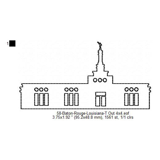 Baton Rouge Louisiana LDS Temple Outline Machine Embroidery Digitized Design Files