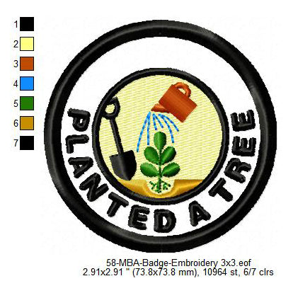 Planted A Tree Inspiring Merit Adulting Badge Machine Embroidery Digitized Design Files
