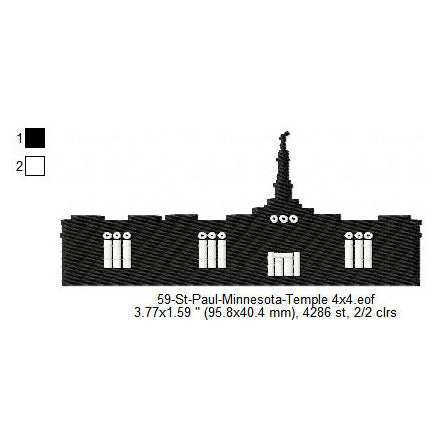 St Paul Minnesota LDS Temple Silhouette Machine Embroidery Digitized Design Files