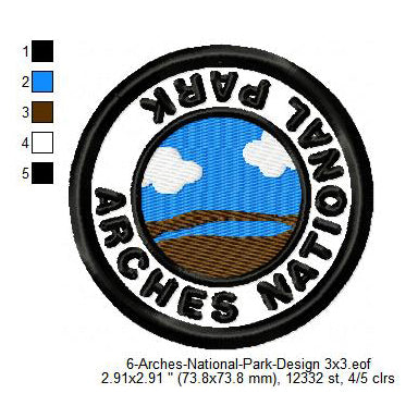Arches National Park Merit Adulting Badge Machine Embroidery Digitized Design Files