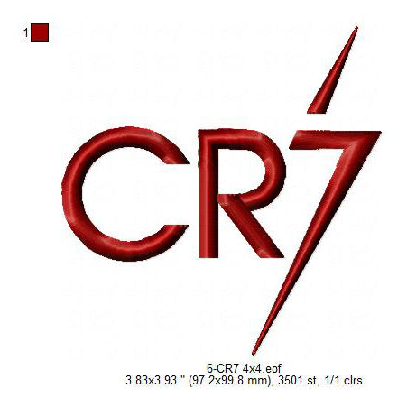 CR7 Cristiano Ronaldo Logo Machine Embroidery Digitized Design Files