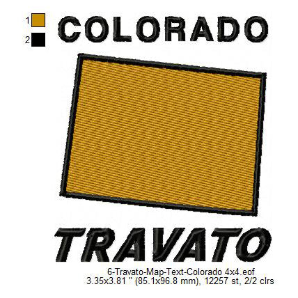 Travato Colorado State Map Designs Machine Embroidery Digitized Design Files