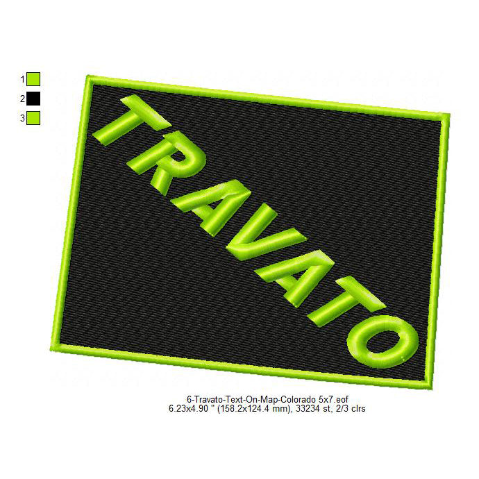 Travato Colorado State Map Designs Machine Embroidery Digitized Design Files