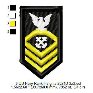 Chief Petty Officer CPO Insignia Patch Machine Embroidery Digitized Design Files