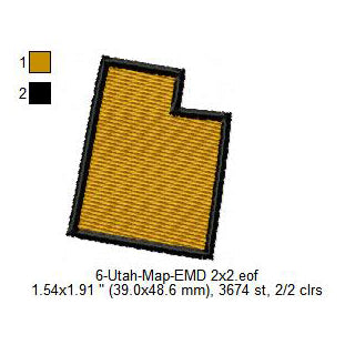 Utah State Map Machine Embroidery Digitized Design Files