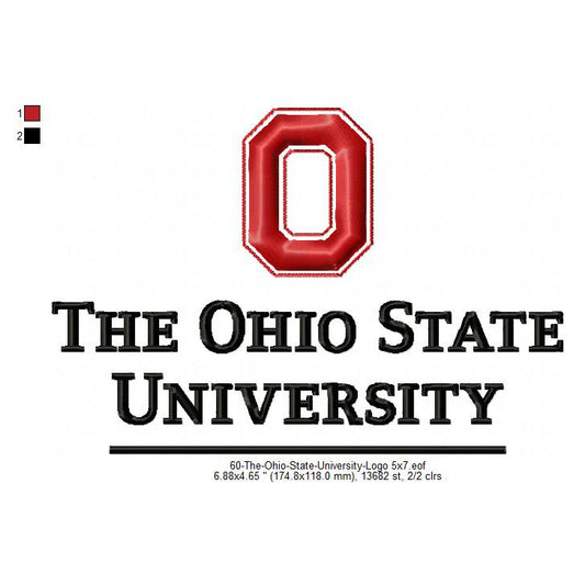 The Ohio State University Logo Machine Embroidery Digitized Design Files