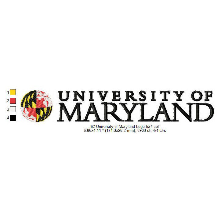 University of Maryland Logo Machine Embroidery Digitized Design Files