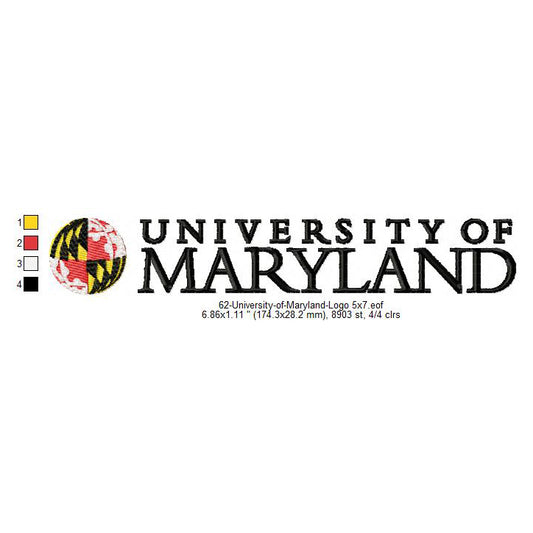 University of Maryland Logo Machine Embroidery Digitized Design Files