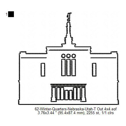 Winter Quarters Nebraska LDS Temple Outline Machine Embroidery Digitized Design Files