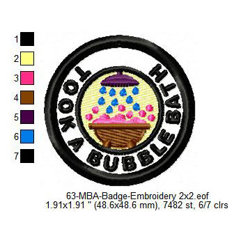Took A Bubble Bath Daily Life Merit Adulting Badge Machine Embroidery Digitized Design Files
