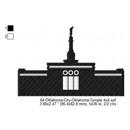 Oklahoma City Oklahoma LDS Temple Silhouette Machine Embroidery Digitized Design Files