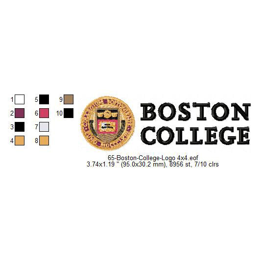 Boston College Logo Machine Embroidery Digitized Design Files