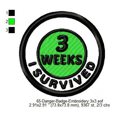 I Survived 3 Weeks Merit Adulting Badge Machine Embroidery Digitized Design Files