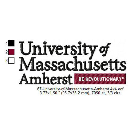 University of Massachusetts Amherst Logo Machine Embroidery Digitized Design Files