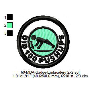 Did 100 Pushups Daily Life Merit Adulting Badge Machine Embroidery Digitized Design Files