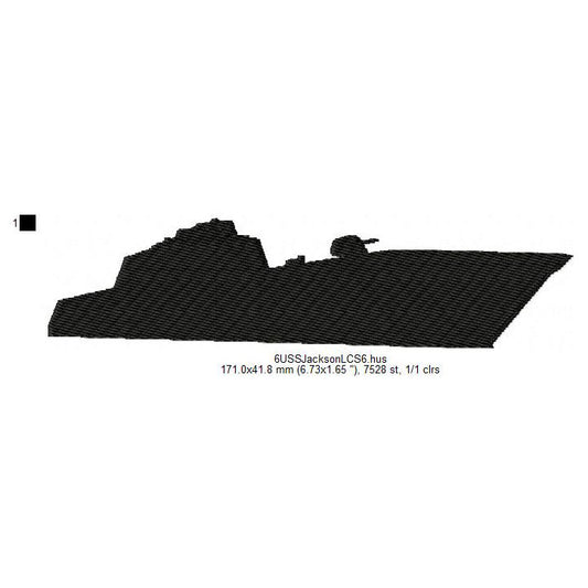 USS Jackson LCS-6 Ship Silhouette Machine Embroidery Digitized Design Files