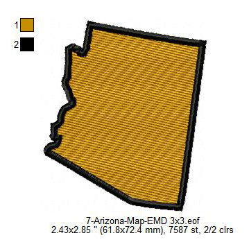 Arizona State Map Machine Embroidery Digitized Design Files