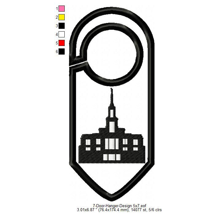 Saratoga Springs Utah LDS Temple Door Hanger Patch Machine Embroidery Digitized Design Files