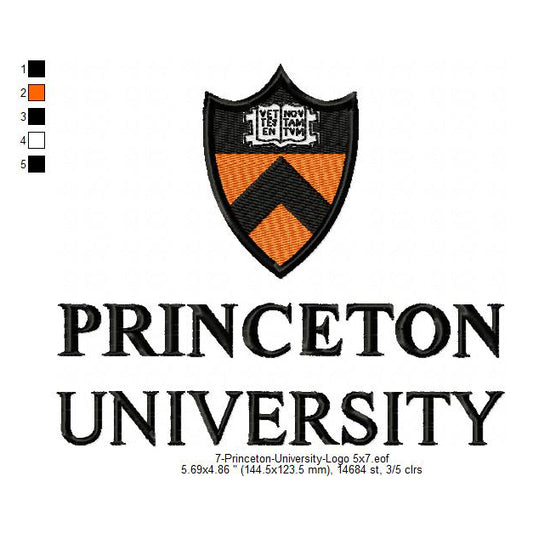 Princeton University Logo Machine Embroidery Digitized Design Files
