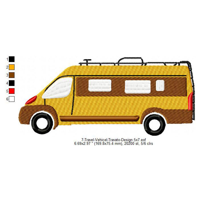 Travel Vehicle Travato Machine Embroidery Digitized Design Files