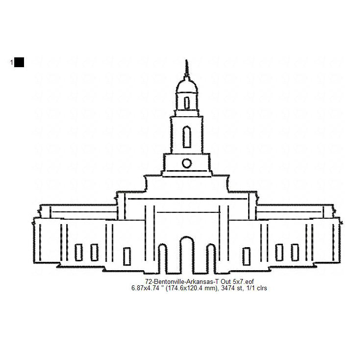 Bentonville Arkansas LDS Temple Outline Machine Embroidery Digitized Design Files