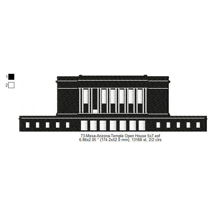Mesa Arizona LDS Temple Silhouette Machine Embroidery Digitized Design Files