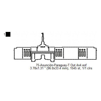 Asunción Paraguay LDS Temple Outline Machine Embroidery Digitized Design Files