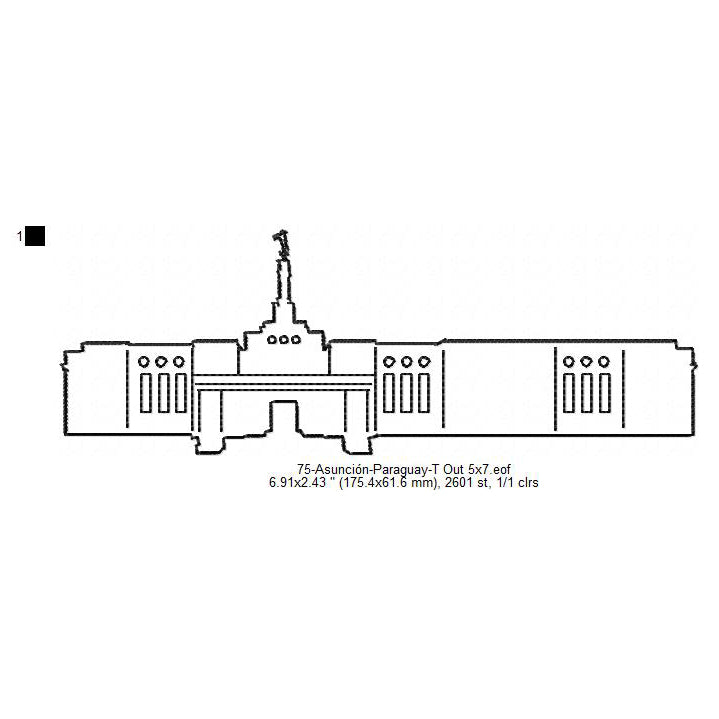 Asunción Paraguay LDS Temple Outline Machine Embroidery Digitized Design Files