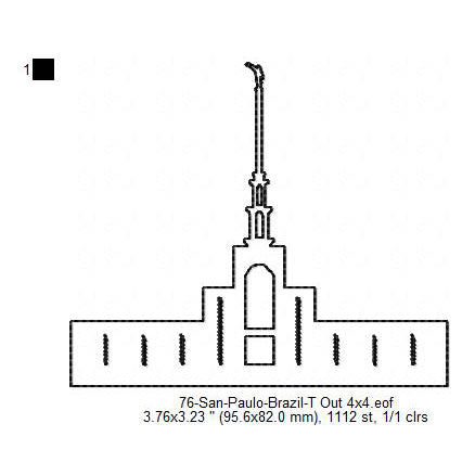 San Paulo Brazil LDS Temple Outline Machine Embroidery Digitized Design Files