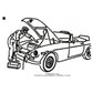 Car Mechanic Line Art Machine Embroidery Digitized Design Files