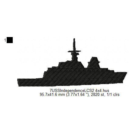 USS Independence LCS-2 Ship Silhouette Machine Embroidery Digitized Design Files
