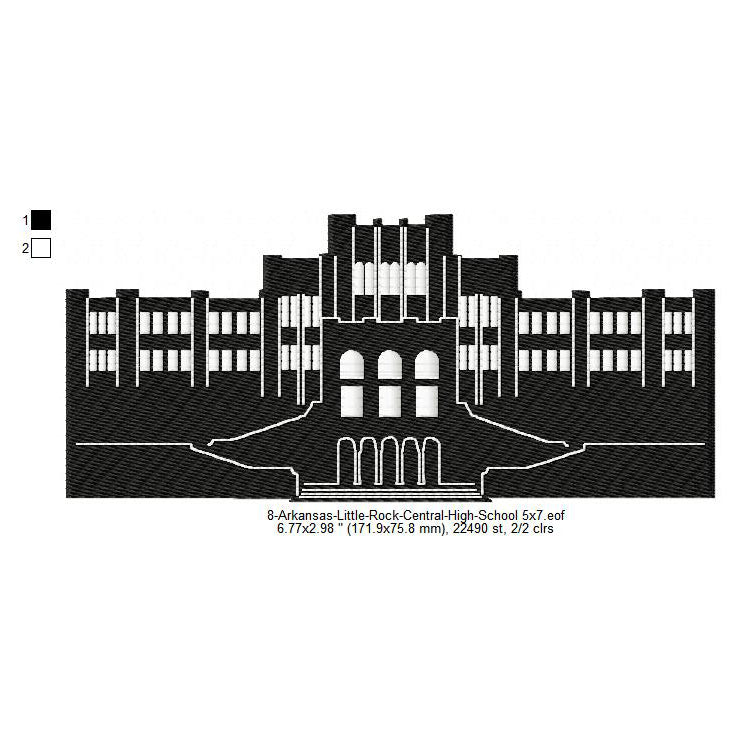 Arkansas Little Rock Central High School Silhouette Machine Embroidery Digitized Design Files