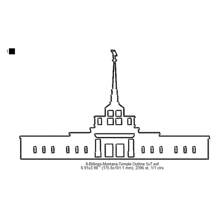 Billings Montana LDS Temple Outline Machine Embroidery Digitized Design Files
