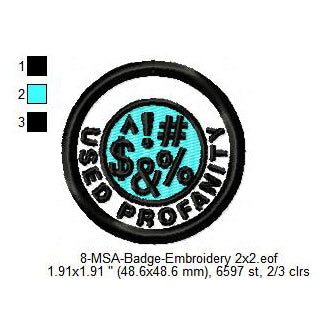 Used Profanity Mormon Merit Adulting Badge Machine Embroidery Digitized Design Files