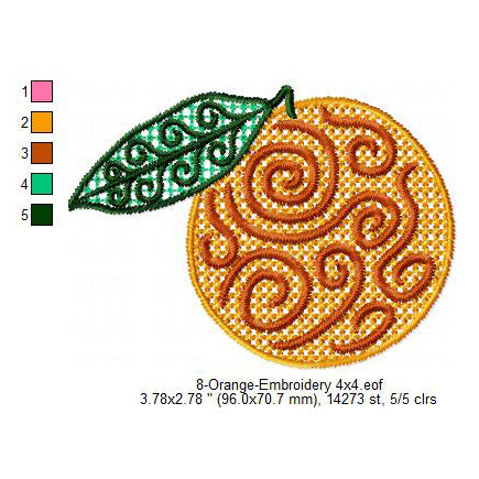 Orange Lace Swirl Pattern Patch Machine Embroidery Digitized Design Files
