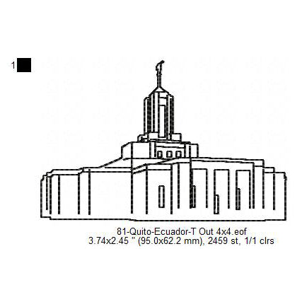 Quito Ecuador LDS Temple Outline Machine Embroidery Digitized Design Files