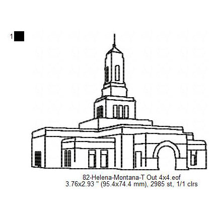 Helena Montana LDS Temple Outline Machine Embroidery Digitized Design Files