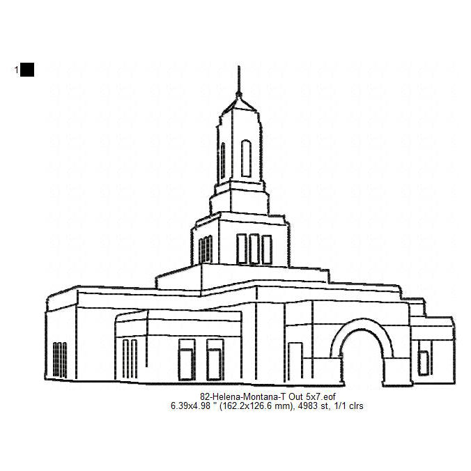 Helena Montana LDS Temple Outline Machine Embroidery Digitized Design Files