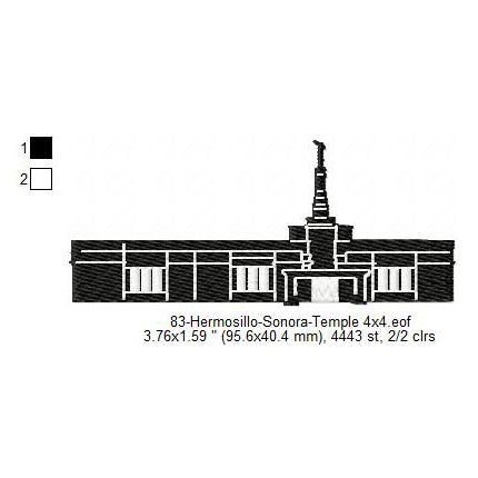 Hermosillo Sonora LDS Temple Silhouette Machine Embroidery Digitized Design Files