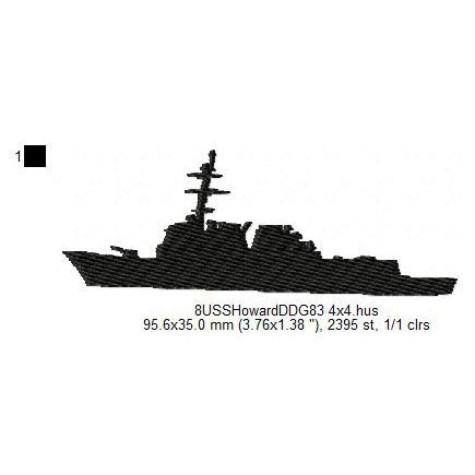 USS Howard DDG-83 Ship Silhouette Machine Embroidery Digitized Design Files