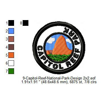 Capitol Reef National Park Merit Adulting Badge Machine Embroidery Digitized Design Files