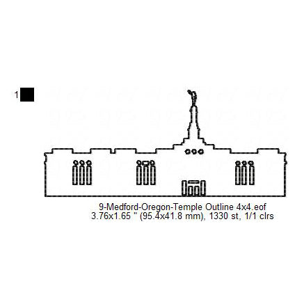 Medford Oregon LDS Temple Outline Machine Embroidery Digitized Design Files