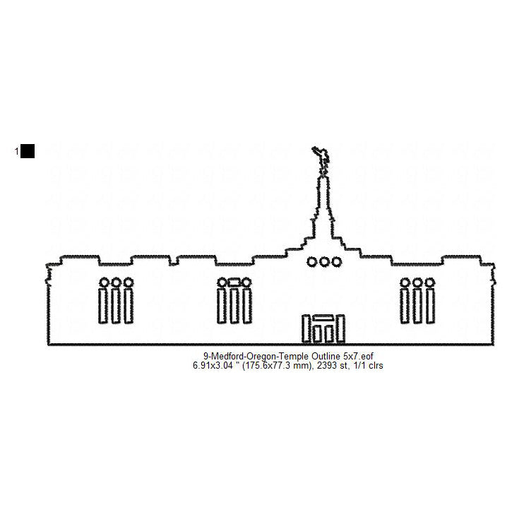 Medford Oregon LDS Temple Outline Machine Embroidery Digitized Design Files