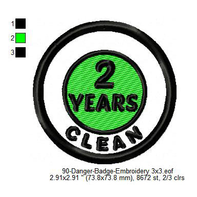 Clean 2 Years Merit Adulting Badge Machine Embroidery Digitized Design Files