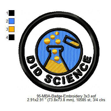 Did Science Merit Adulting Badge Machine Embroidery Digitized Design Files