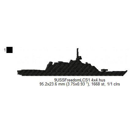 USS Freedom LCS-1 Ship Silhouette Machine Embroidery Digitized Design Files