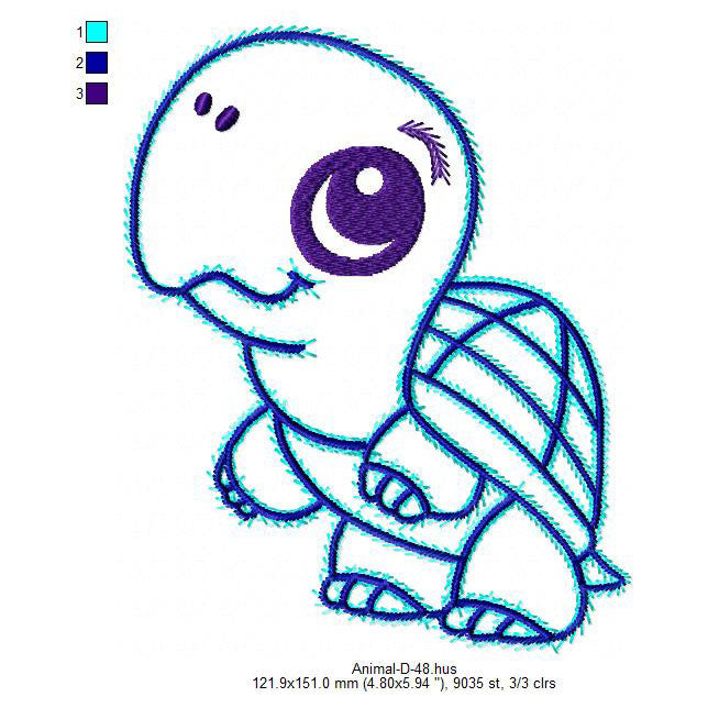 Tortoise Turtle Animal Machine Embroidery Digitized Design Files