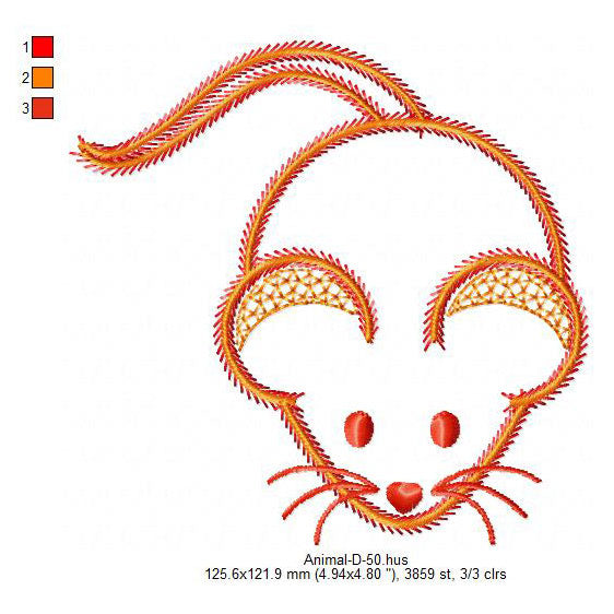 Mouse Mice Animal Machine Embroidery Digitized Design Files