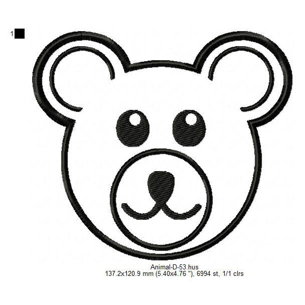 Teddy Bear Line Art Machine Embroidery Digitized Design Files