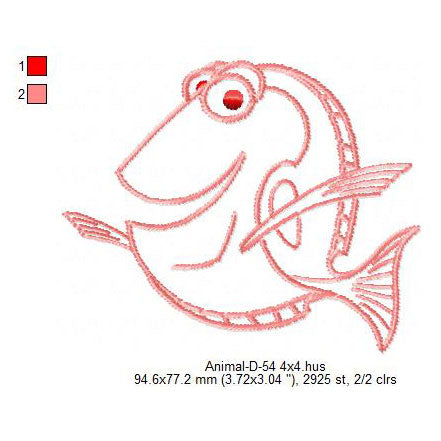 Sea Fish Swirl Line Art Machine Embroidery Digitized Design Files